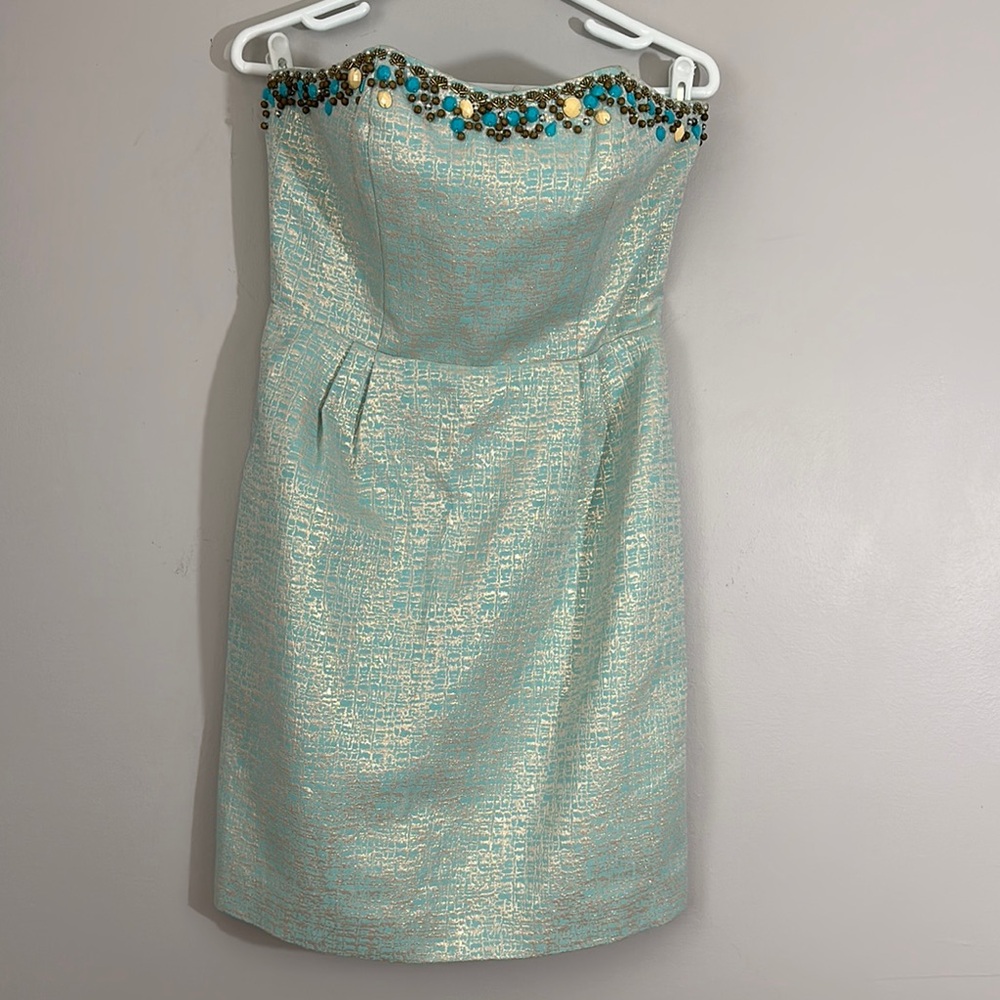 Lilly Pulitzer Raya Dress Mint Teal Jeweled Size 8